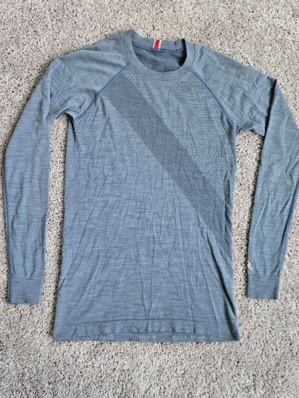 Tracksmith Brighton Merino Wool Blend Long Sleeve Base Layer Shirt Gray Womens S